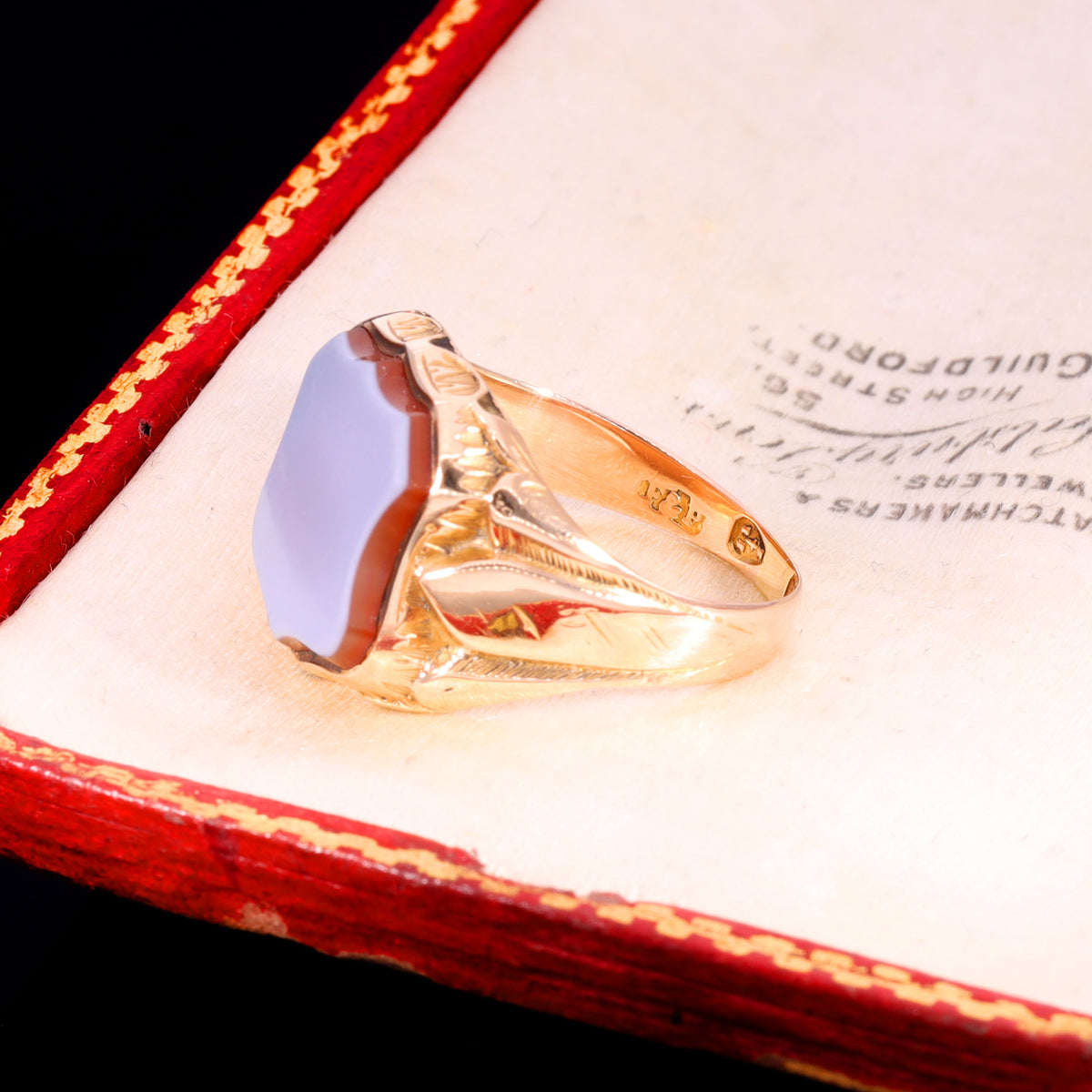 The Antique Victorian 1881 Carnelian Sheild Signet Ring
