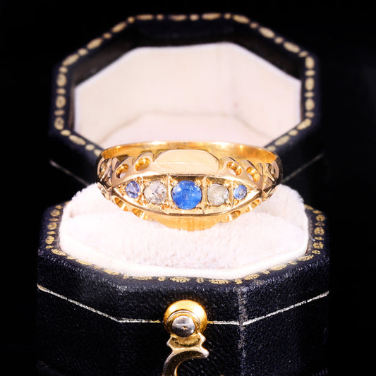 The Antique Post Edwardian 1915 Sapphire And Diamond Ring