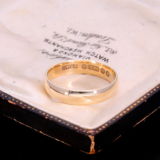 London 1960/61 hallmark stamps on inner band of 9ct gold ring