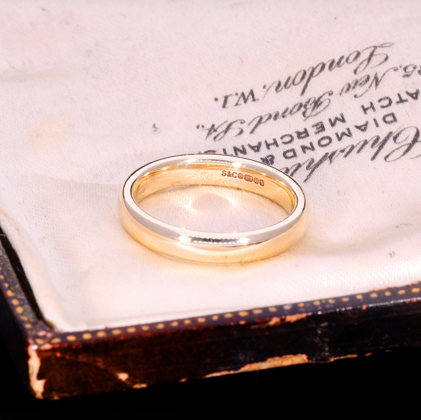Inner band showing S&G maker's mark and Birmingham 375 hallmarks