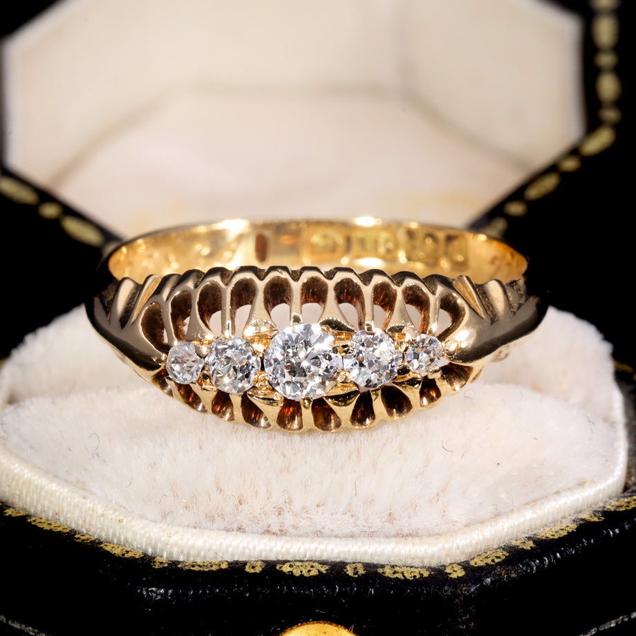 The Antique 1910 Five Old Cut Diamond Ring