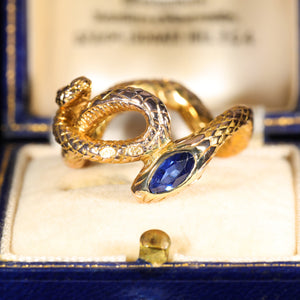 The Antique Coiled Sapphire Snake Ring
