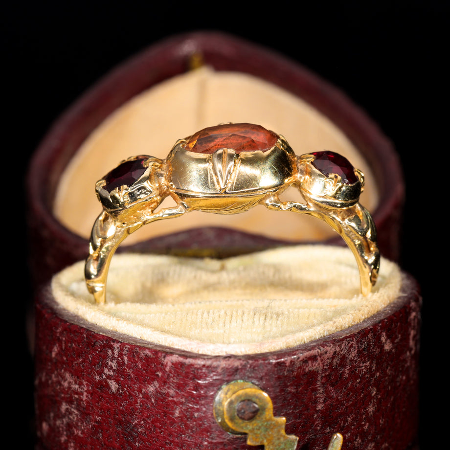 The Antique French 19th Century Topaz and Garnet Ring