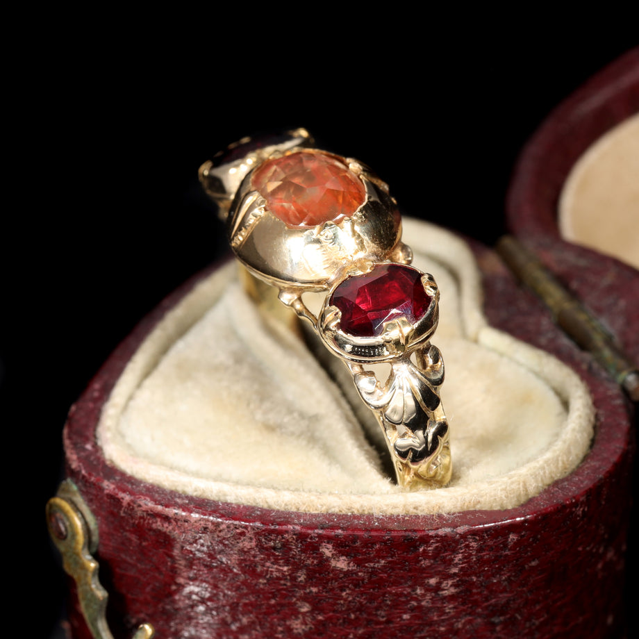 The Antique French 19th Century Topaz and Garnet Ring