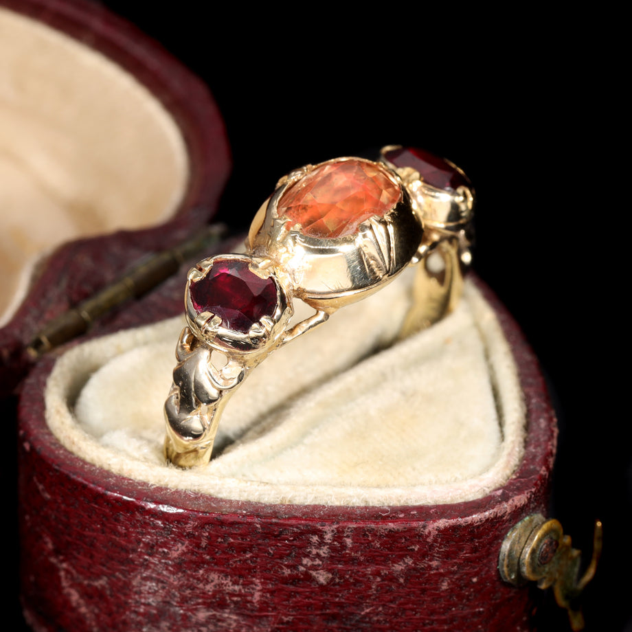 The Antique French 19th Century Topaz and Garnet Ring