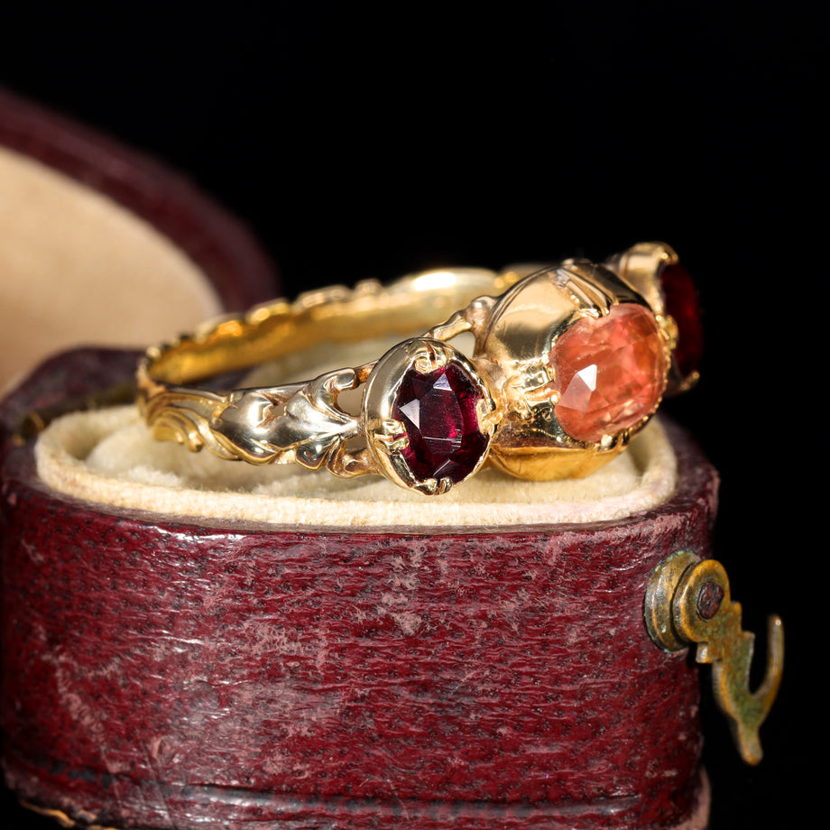 The Antique French 19th Century Topaz and Garnet Ring