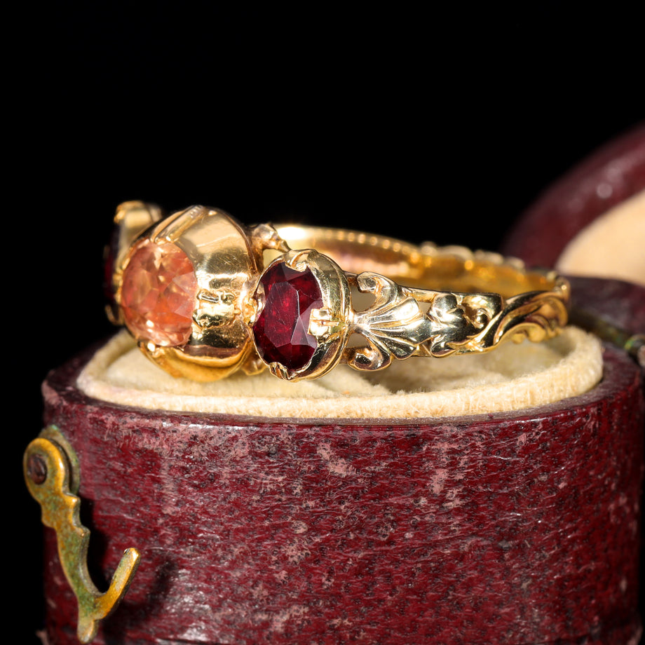 The Antique French 19th Century Topaz and Garnet Ring
