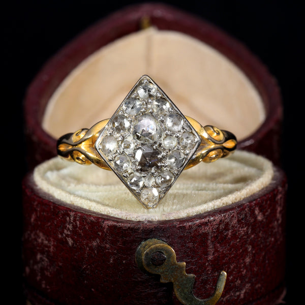 The Antique Rose Cut Diamond and Zircon Cluster Ring