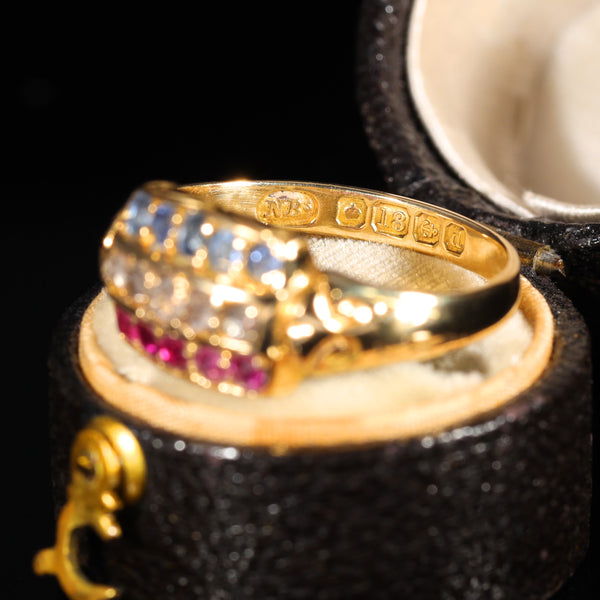 The Antique 1903 Edwardian Ruby, Diamond and Sapphire Ring