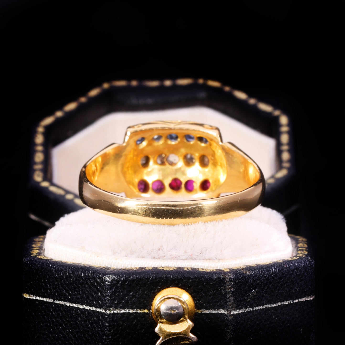 The Antique 1903 Edwardian Ruby, Diamond and Sapphire Ring