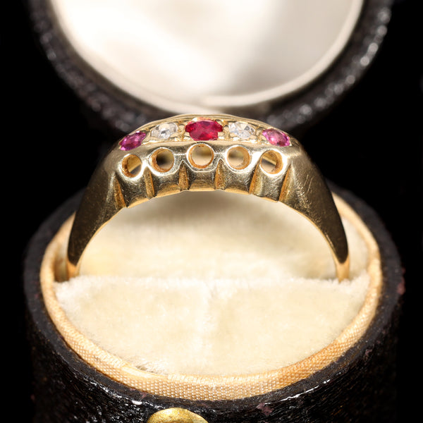 The Antique 1918 Ruby and Eight Cut Diamond Ring