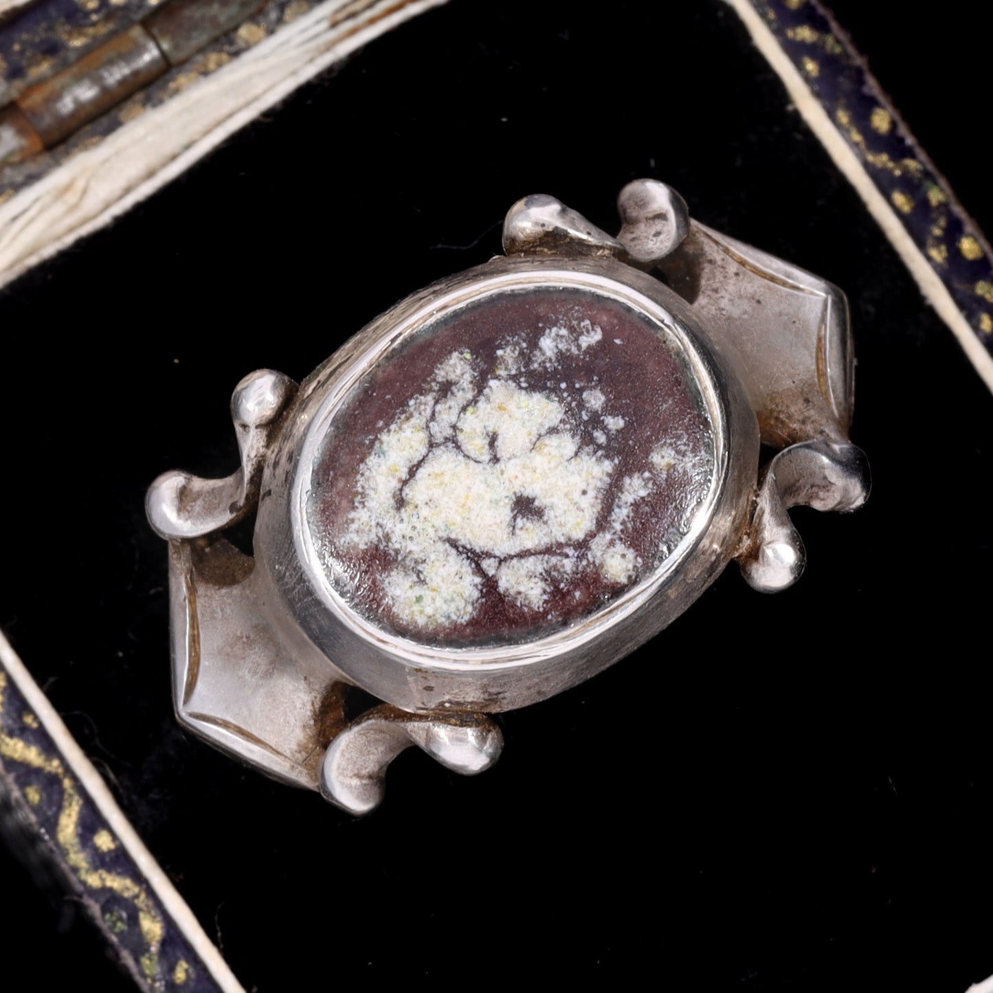 The Ancient 1601 Renaissance Silver Memento Mori Portrait Ring