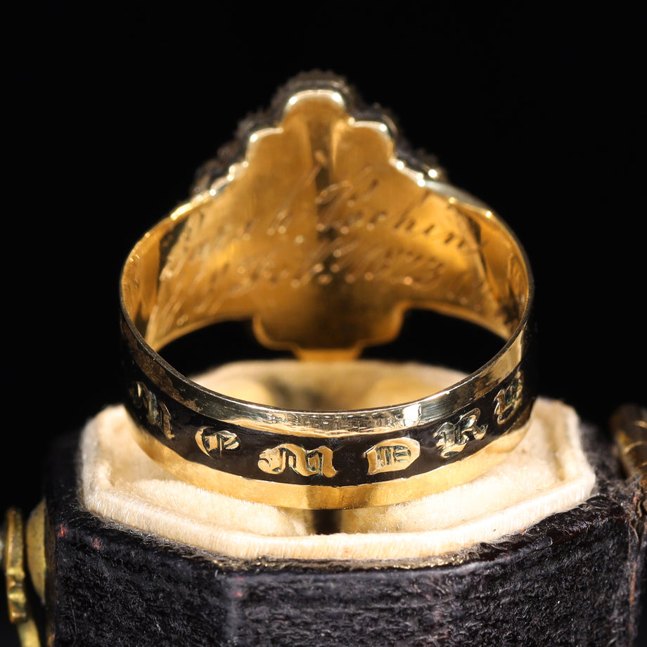 The Antique Georgian 1823 Exquisite Diamond and Pearl Mourning Ring