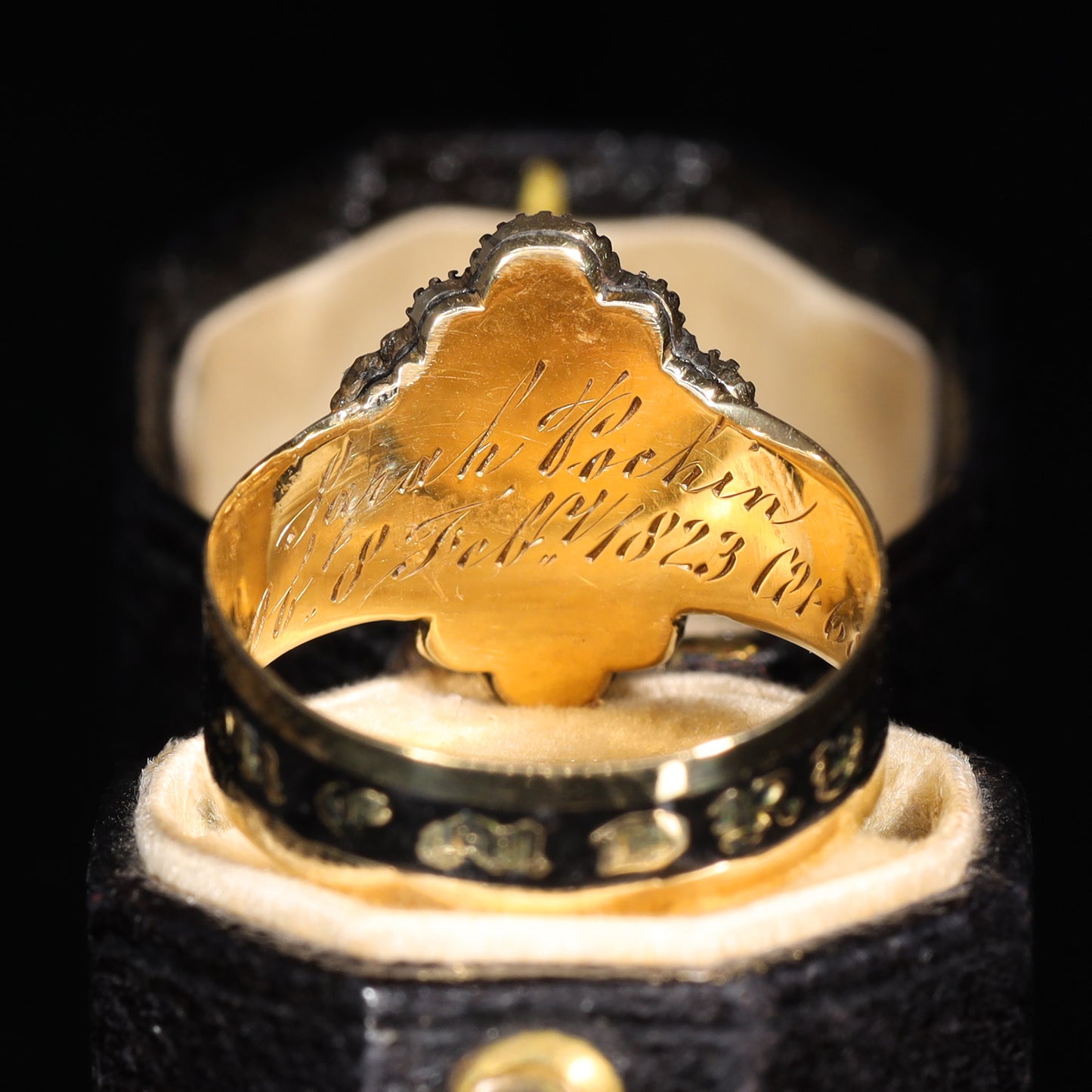 The Antique Georgian 1823 Exquisite Diamond and Pearl Mourning Ring