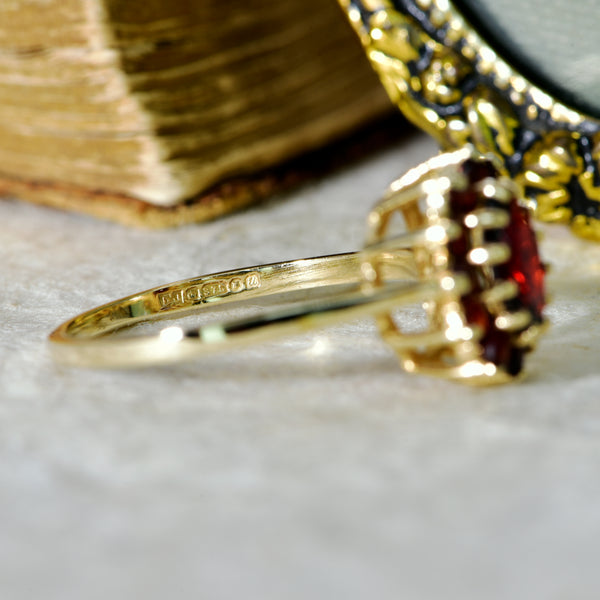 The Vintage 1994 Garnet Flowerhead Ring - Antique Jewellers