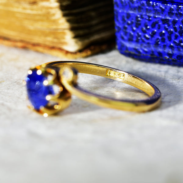 The Vintage Blue Gemstone and Diamond Elegant Ring - Antique Jewellers