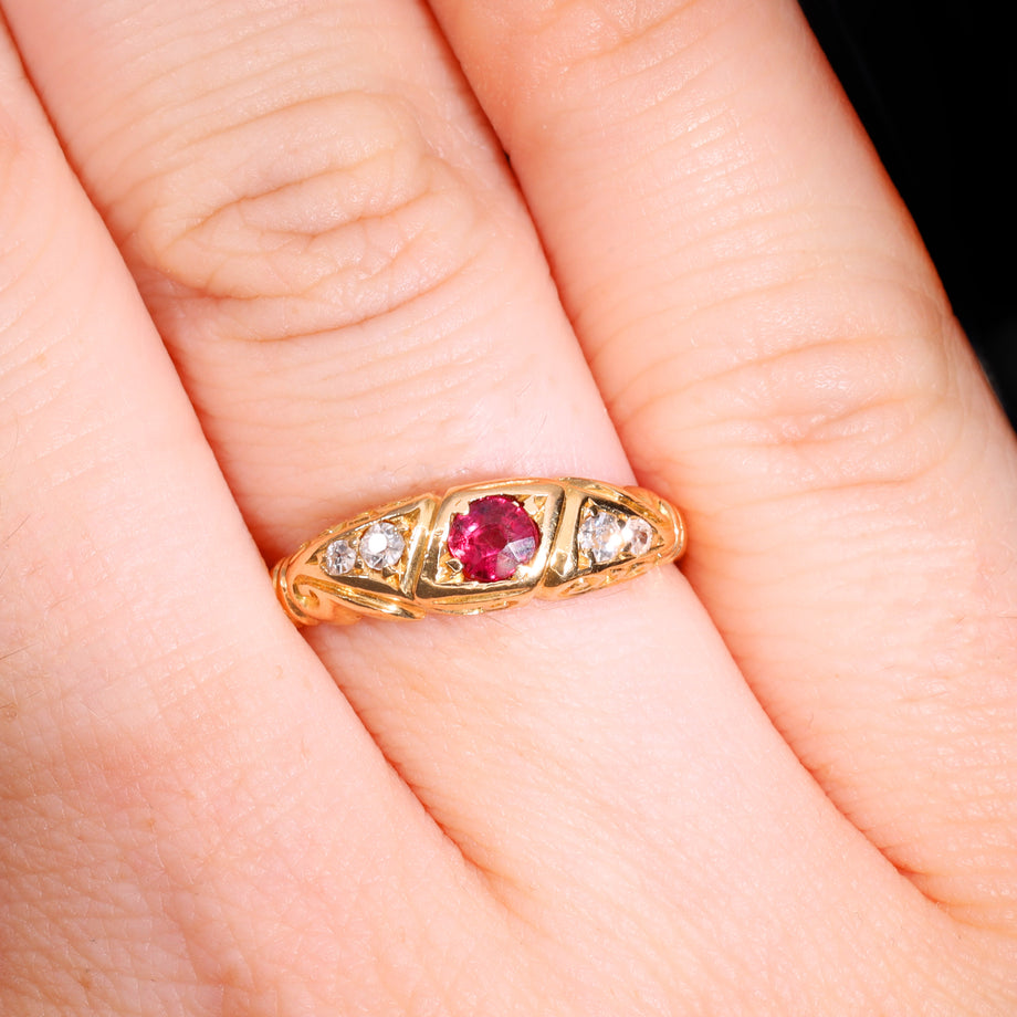 The Antique 1905 Ruby and Old Cut Diamond Ring