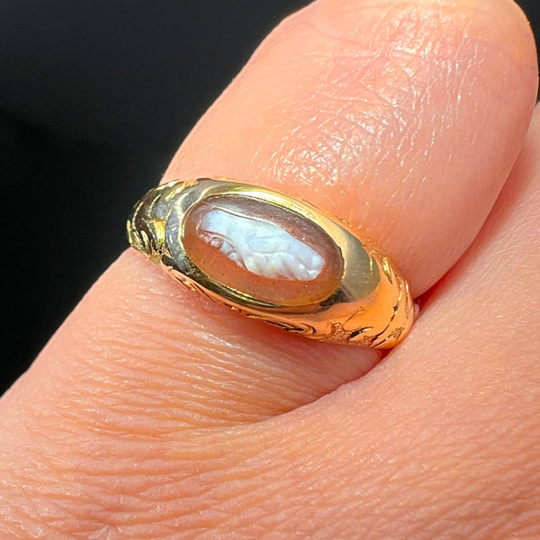 The Antique Victorian Lovers Hands Agate Fede Ring