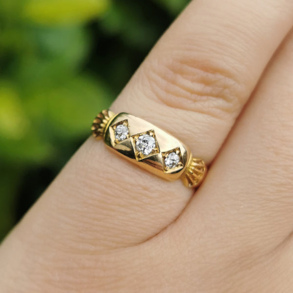 The Antique 1896 Old Cut Diamond Scalloped Ring