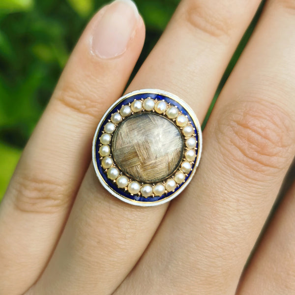 The Georgian Pearl and Enamel Memorial Ring - Antique Jewellers