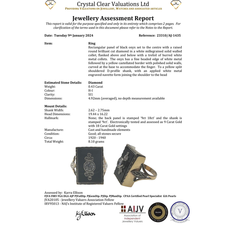 The Vintage Black Onyx and Diamond Ring - Antique Jewellers