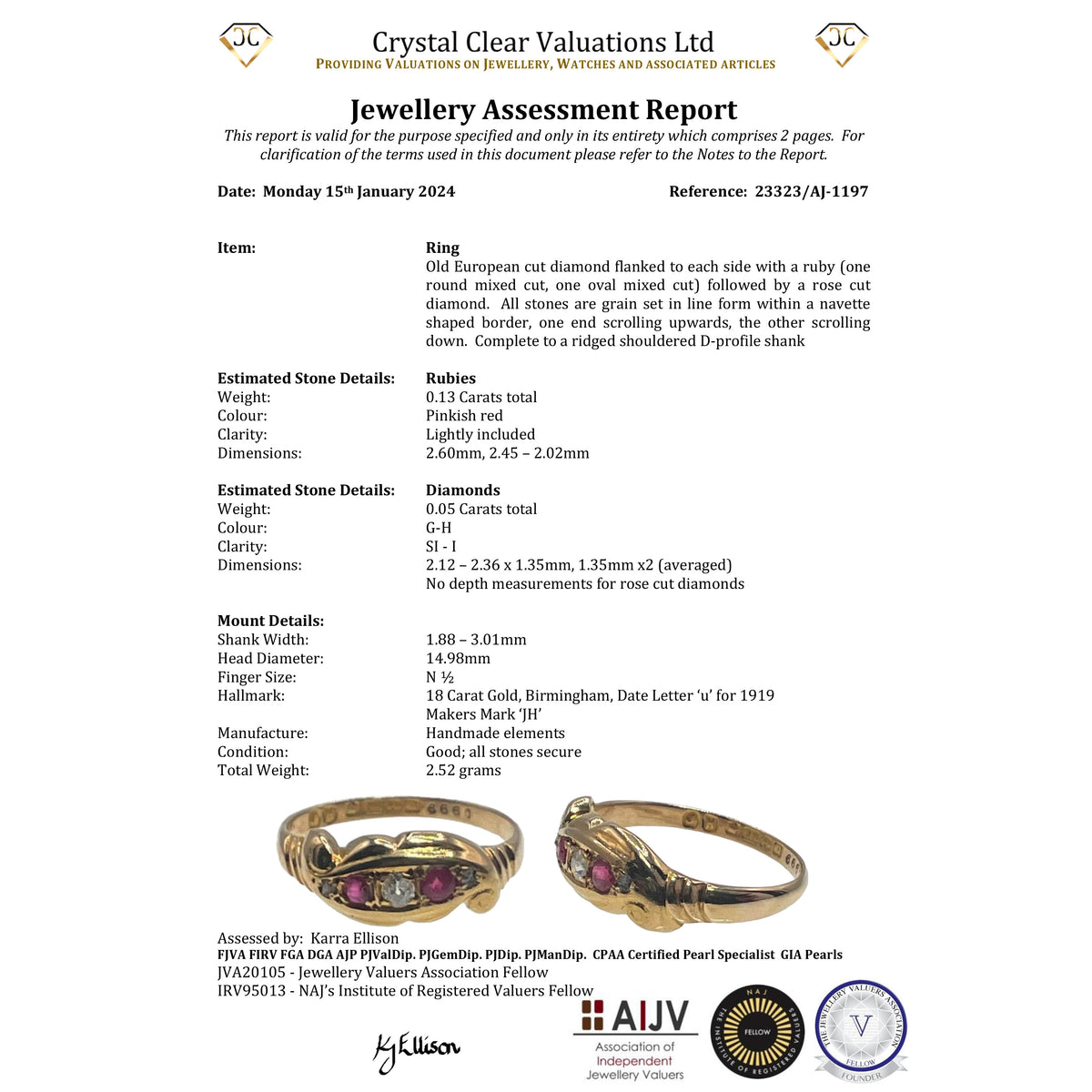 The Antique 1919 Diamond and Ruby Scroll Ring - Antique Jewellers