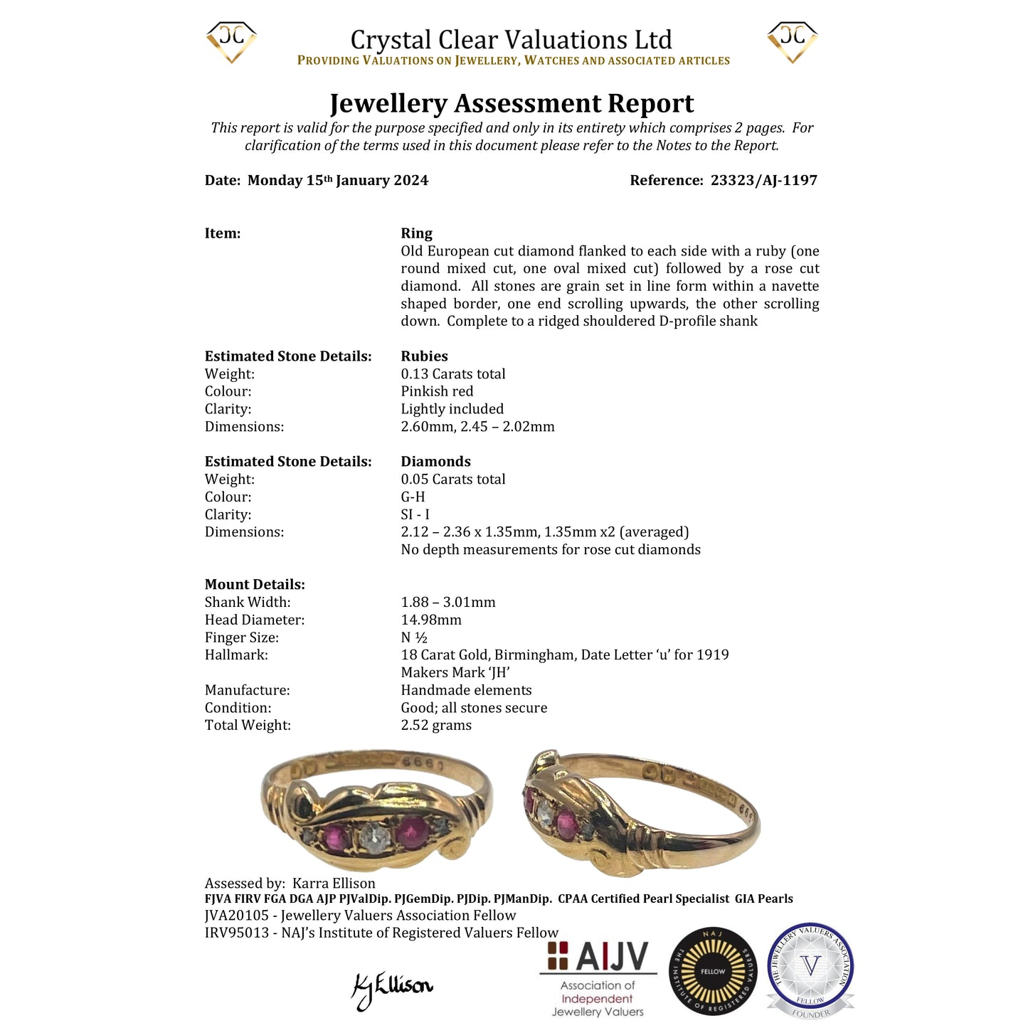 The Antique 1919 Diamond and Ruby Scroll Ring - Antique Jewellers