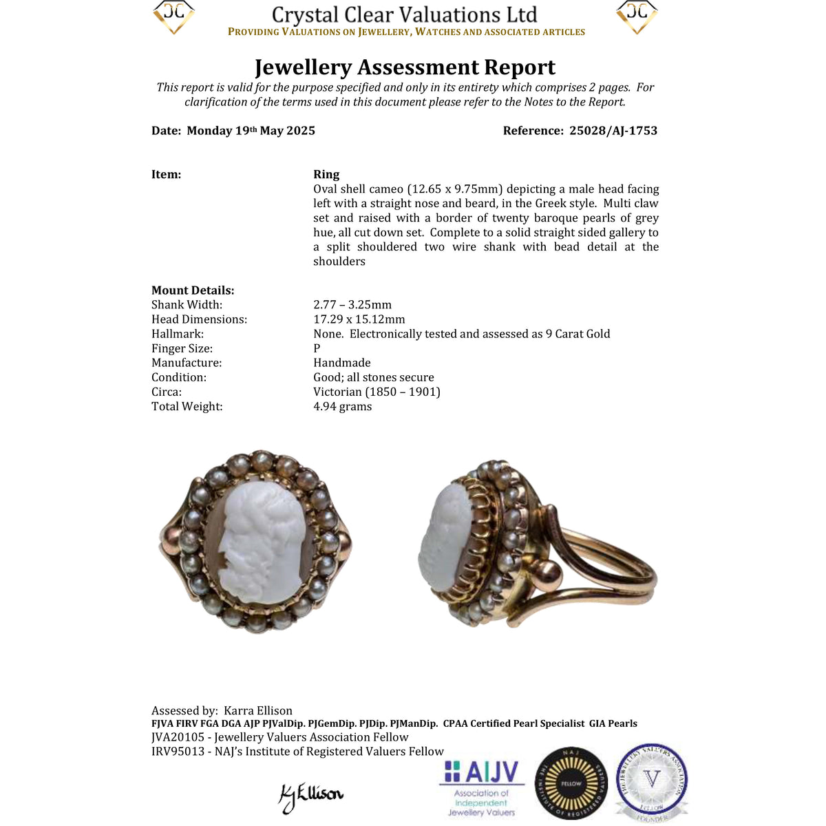 The Antique Victorian Pearl and Shell Cameo Ring