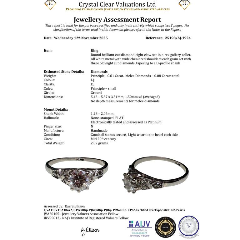 The Vintage Diamond Platinum Solitaire Ring