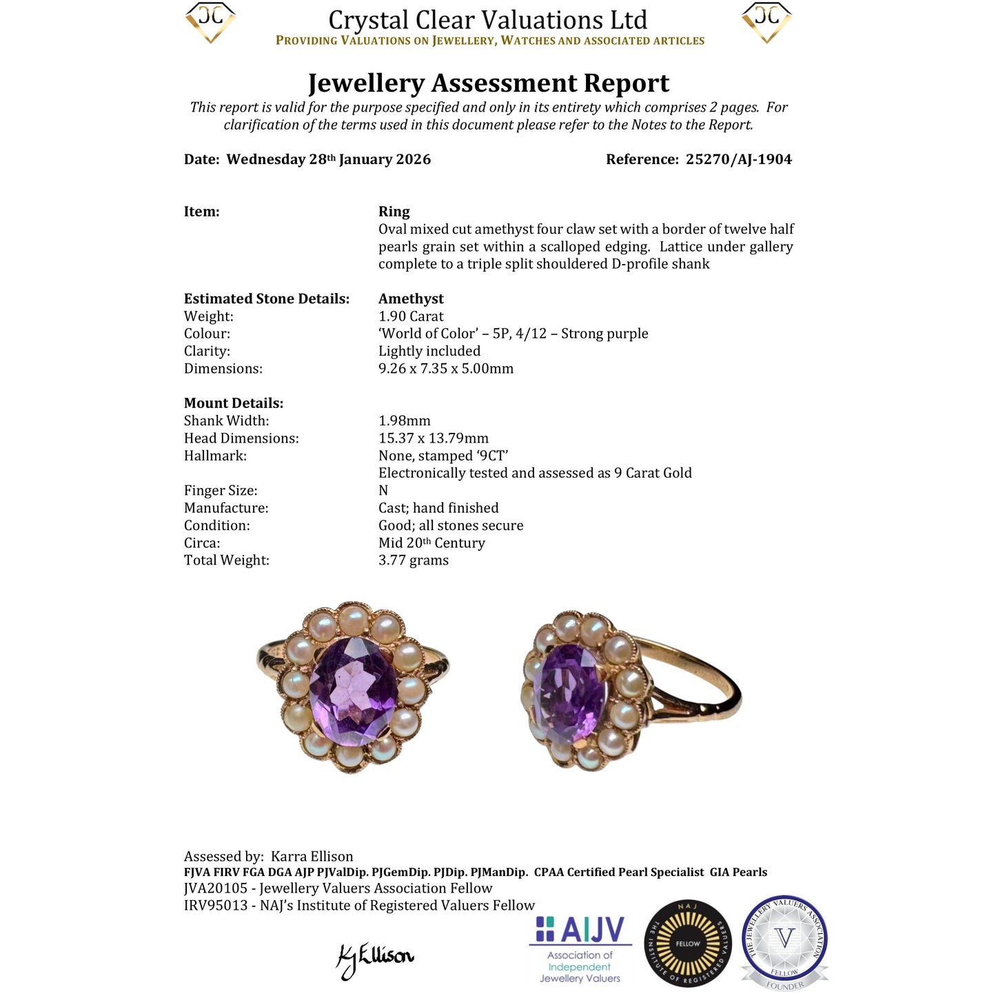 The Vintage Amethyst And Pearl Cluster Ring
