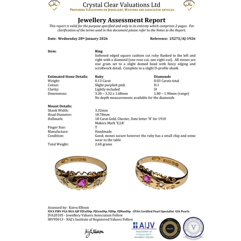 The Antique Edwardian 1910 Ruby and Diamond Ring