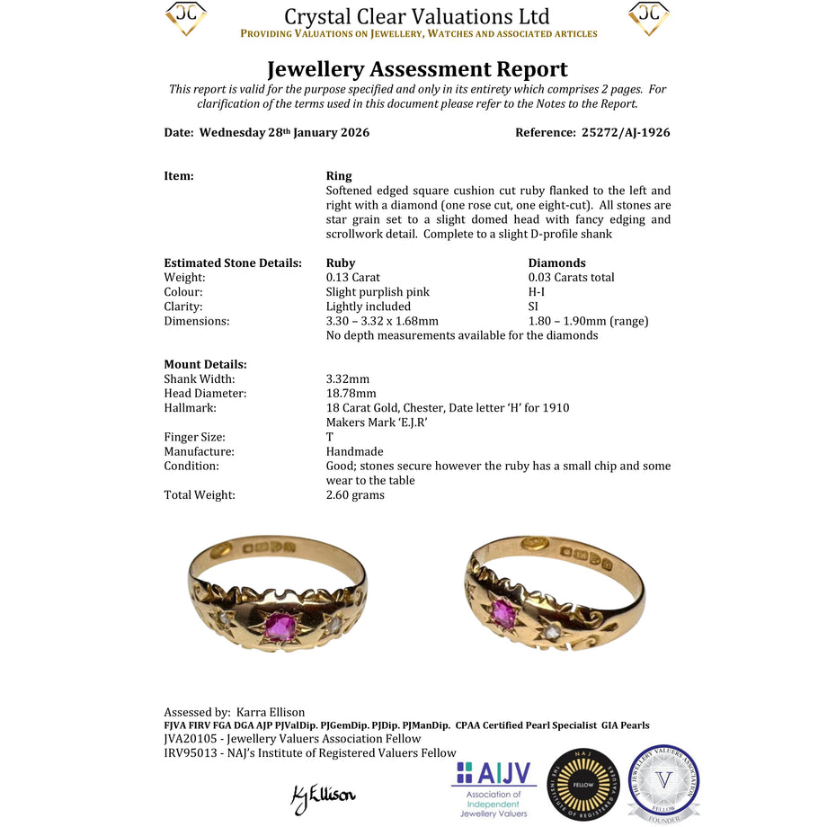 The Antique Edwardian 1910 Ruby and Diamond Ring