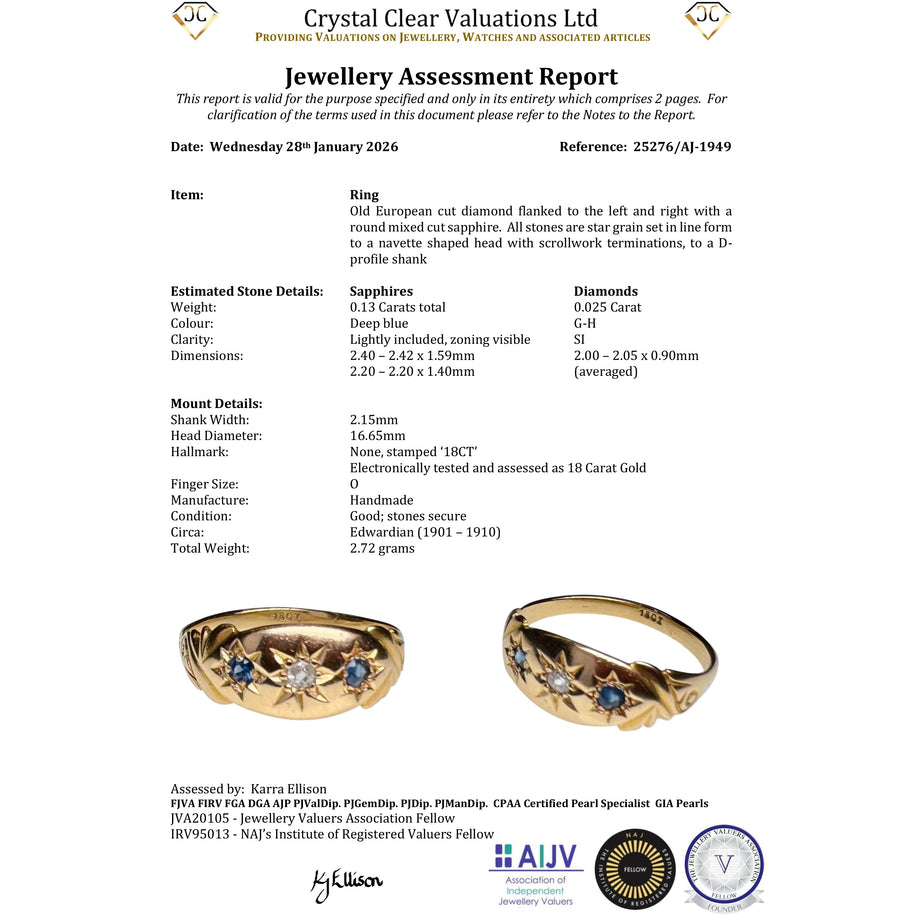 The Antique Edwardian 18ct Gold Diamond And Sapphire Celestial Ring