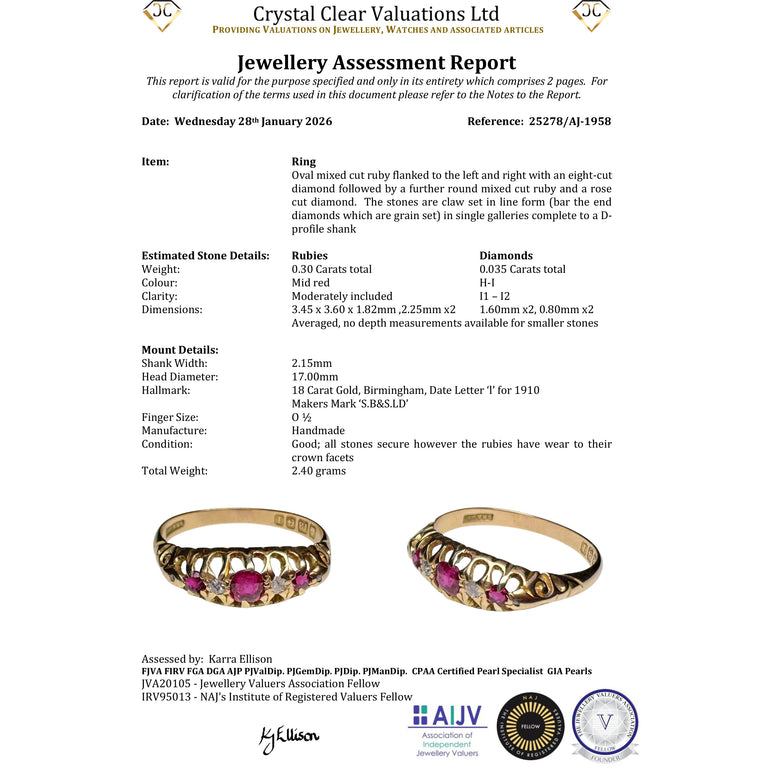 The Antique Edwardian 1910 Ruby And Diamond Ring