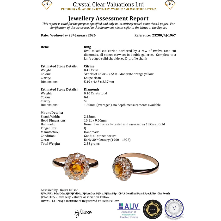 The Antique Art Deco Citrine And Diamond Cluster Ring