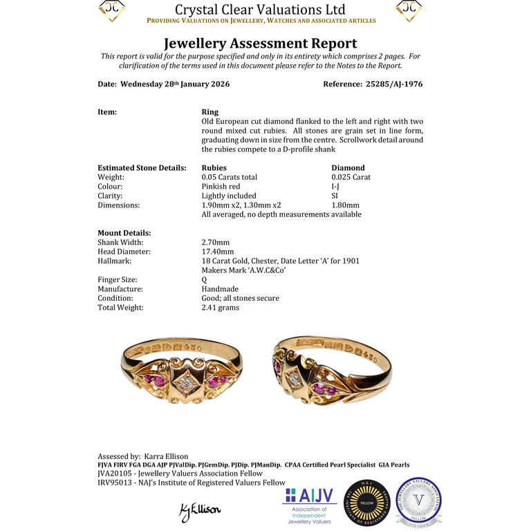 The Antique Edwardian 1901 Diamond And Ruby Scroll Ring