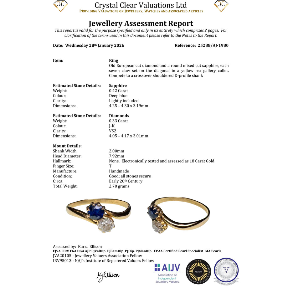 The Antique Sapphire And Diamond Toi Et Moi Ring