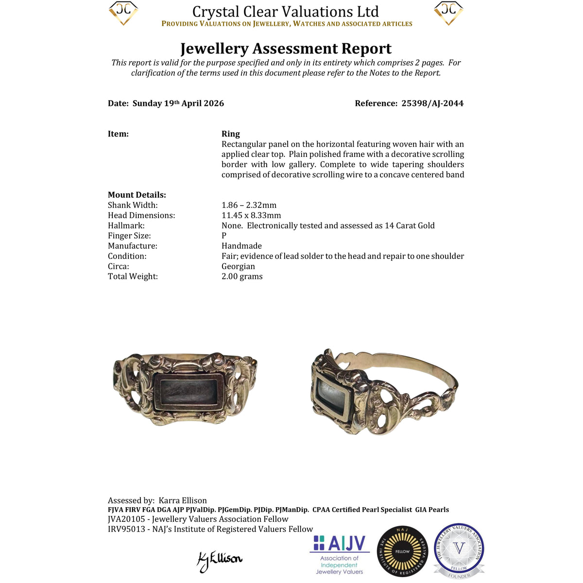 The Antique Georgian Hairwork Scrolling Shoulder Mourning Ring