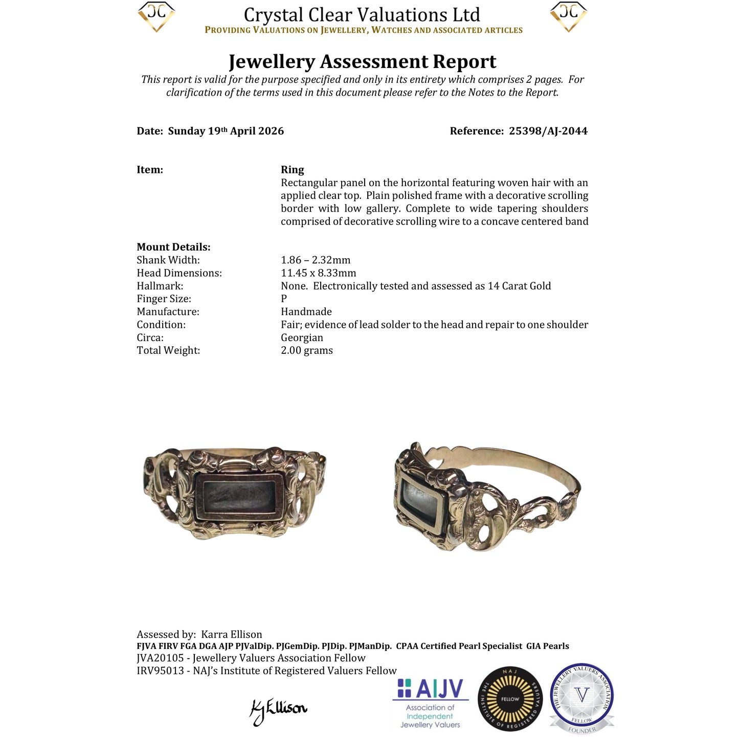 The Antique Georgian Hairwork Scrolling Shoulder Mourning Ring