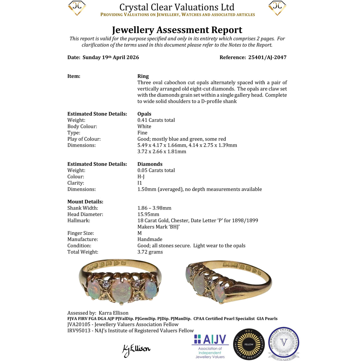 The Antique Victorian 1898 3 Opal And Diamond Ring