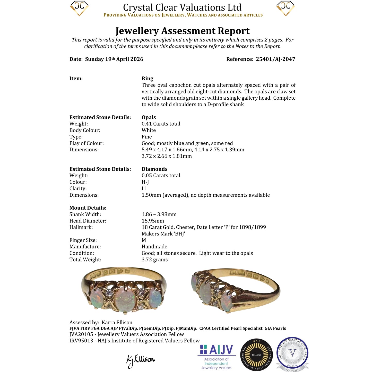 The Antique Victorian 1898 3 Opal And Diamond Ring