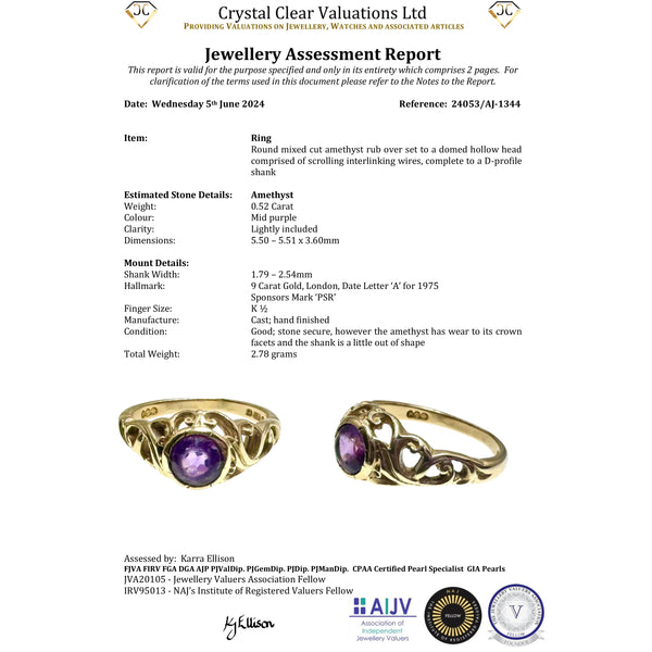 The Vintage 1975 Amethyst Filigree Ring