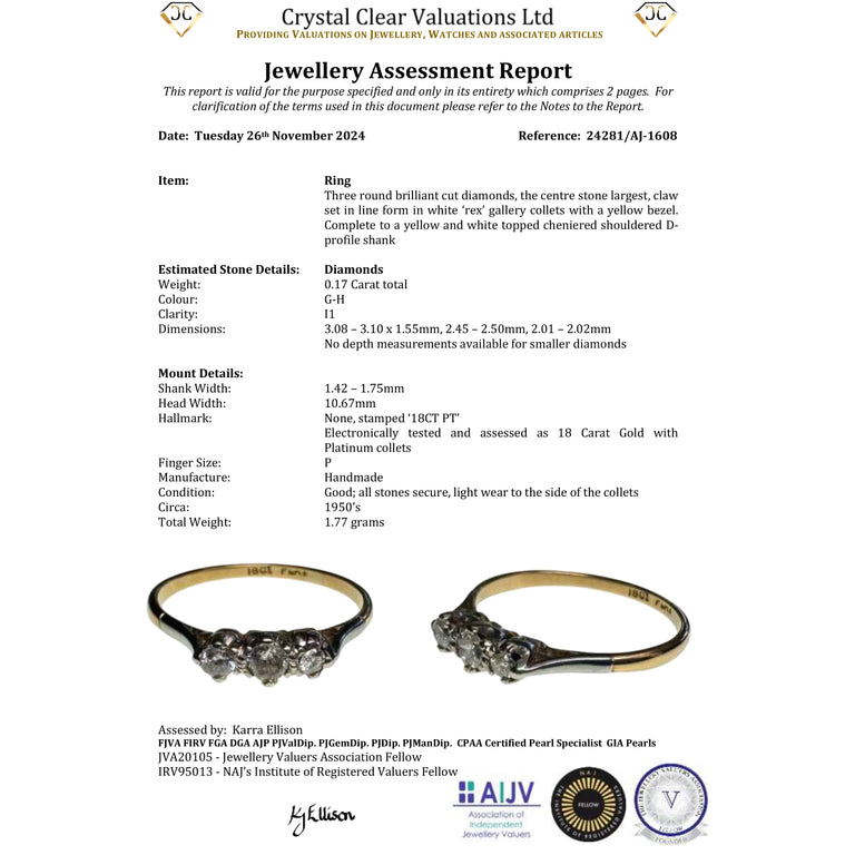 The Vintage Three Diamond Classic Ring