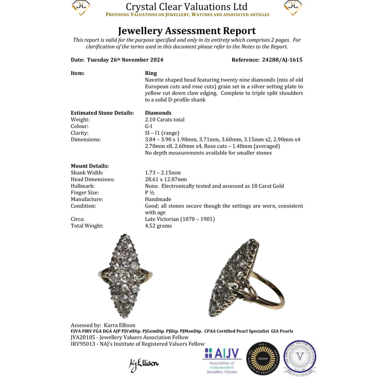 The Antique Victorian Twenty Nine Diamond Navette Ring
