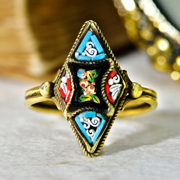 The Antique Micro Mosaic Boho Ring - Antique Jewellers