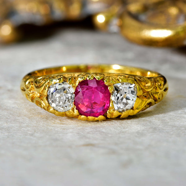 The Antique 1876 Ruby and Old Cut Diamond Magnificent Ring - Antique Jewellers