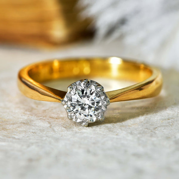 The Vintage 1933 Brilliant Cut Diamond 22ct Gold Fabulous Ring