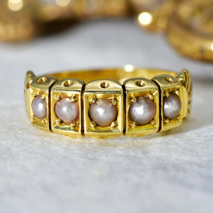 The Antique Five Stone Pearl Scalloped Ring - Antique Jewellers