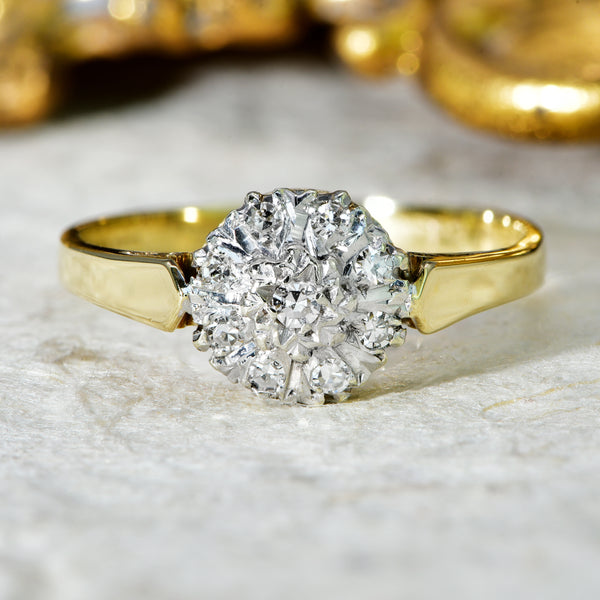 The Vintage Brilliant Cut Diamond Cluster Ring - Antique Jewellers
