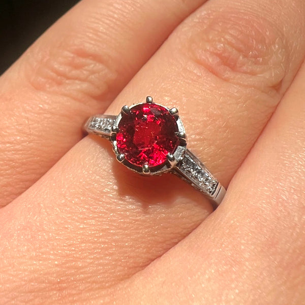 The Contemporary Ruby and Diamond Encrusted White Gold Ring